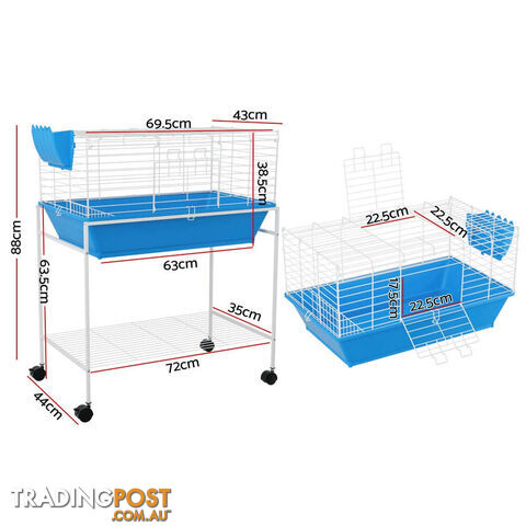 i.Pet Rabbit Cage 88cm Indoor Guinea Pig - PET-RAB-CAGE-H97