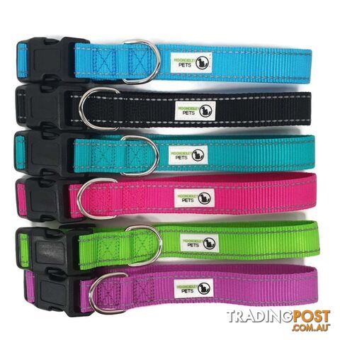 Nylon w/Reflective Stitching Dog Collar - Moondidley Pets - MDPCOLREFXLPUR