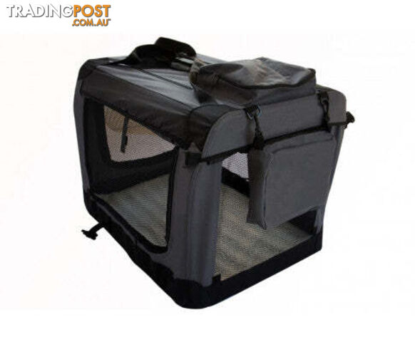 YES4PETS Small Foldable Soft Dog, Cat or Rabbit Crate With Curtain - V278-SC4934-S_GREY