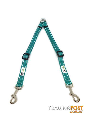 2 Dog Double Lead Coupler, Nylon w/Reflective Stitching - Moondidley Pets - MDPLDCOUSPNK