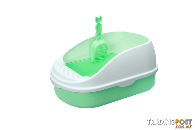 YES4PETS Medium Portable Cat Toilet Litter Box Tray with Scoop Green -...