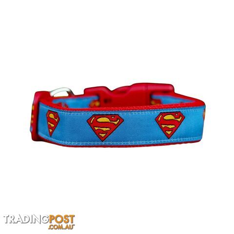 Superman Dog Collar - Hand Made by The Bark Side - TBSSUPXS