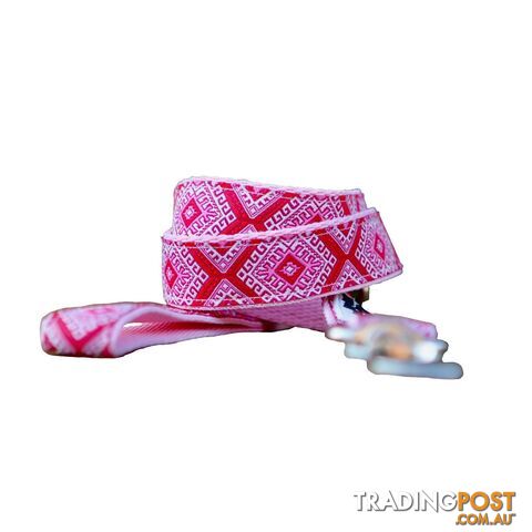 Aztec Dog Lead Leash: Pink Blue - Hand Made by The Bark Side -...