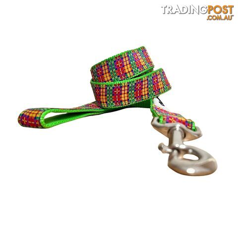 Rainbow Plaid Tartan Dog Lead / Leash - Hand Made by The Bark Side -...