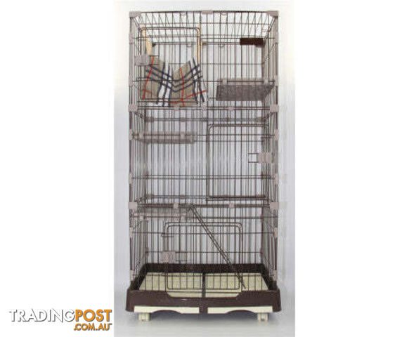 146cm Pet 4 Level Cat Cage/House with Litter Tray & Wheel - V278-CSN-1-3-M-3-PINK