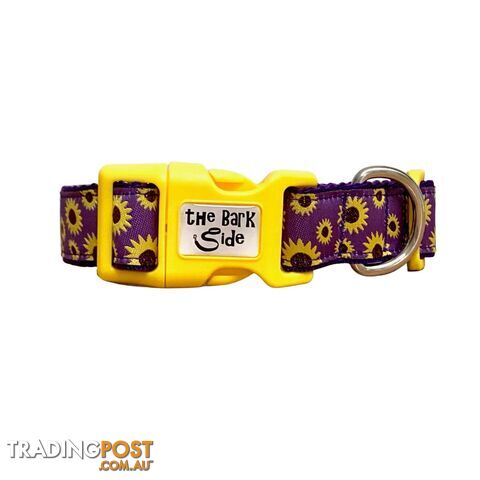 Sunflower Dog Collar - Hand Made by The Bark Side - TBSSUNMEDPUR