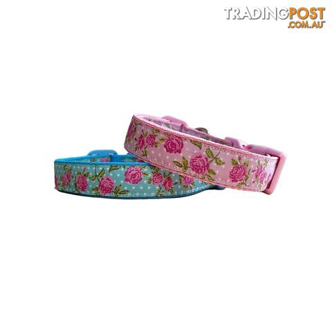 Rose Dog Collar - Hand Made by The Bark Side - TBSROSLGEPNK
