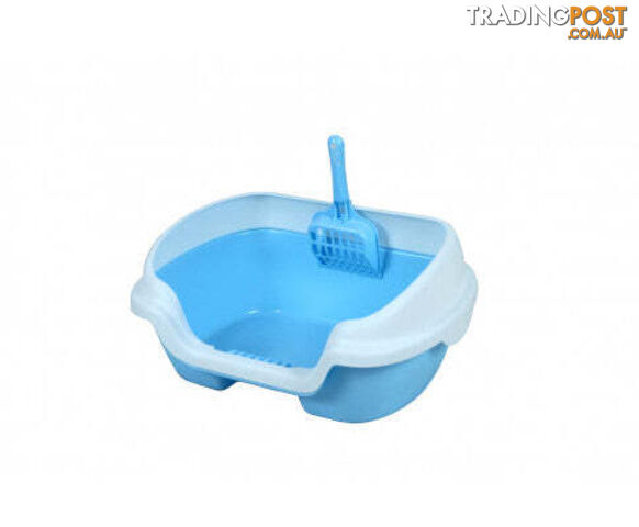 YES4PETS Small Portable Cat Litter Box Tray with Scoop - V278-MSP-0001-BLUE