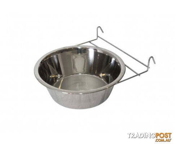 YES4PETS 2 x Stainless Steel Water/Food Bowl for Chicken Coop, Rabbit, Bird, Dog or Cat - V278-2-X-96-OZ-HOOK-BOWL