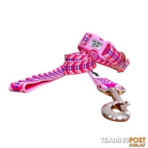 Diamond Chevron - Pink Blue: Dog Lead / Leash - Hand Made by The Bark Side -...