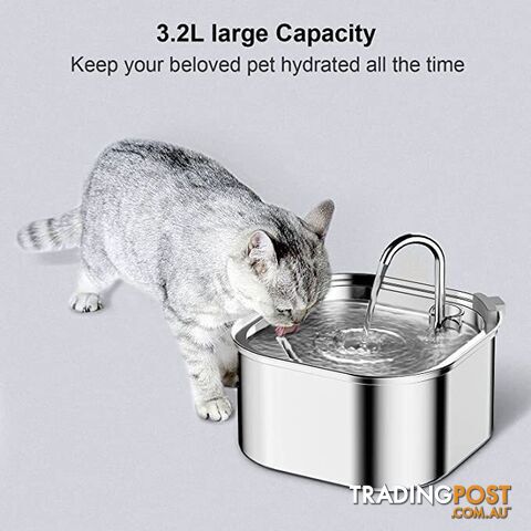 YES4PETS 3.2L Automatic Electric Pet Water Fountain Dog Cat Stainless Steel...