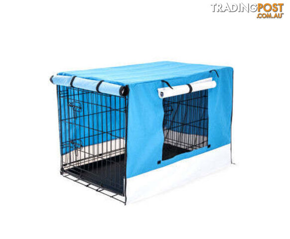 Paw Mate Wire Dog Cage Foldable Crate Kennel with Tray + Cover Combo - V274-PET-WCCV48-BU