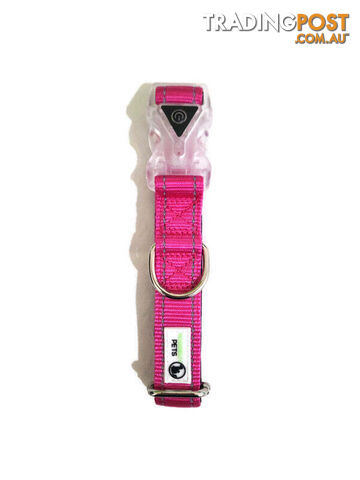 Dog Collar LED Flashing Light Buckle, Reflective Stitching - Moondidley Pets - MDPCOLLEDXSGRN - photo 3 of 7