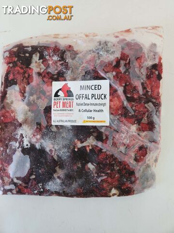 Offal Pluck Mince Pet Food 500g - Berry Springs Pet Meat