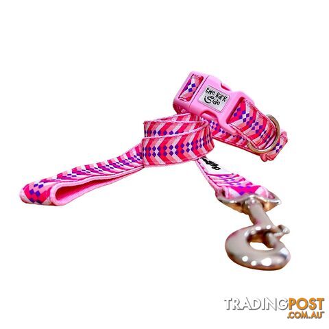 Diamond Chevron - Pink Blue: Dog Lead / Leash - Hand Made by The Bark Side -...