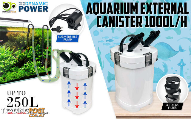 Aquarium External Canister Filter 1000L/H - V274-AQ-HW504 - photo 3 of 12