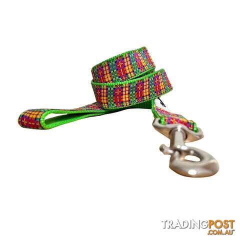 Rainbow Plaid Tartan Dog Lead / Leash - Hand Made by The Bark Side -...