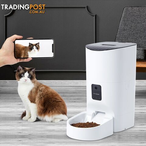 Smart Pet Feeder Camera Dog Cat Automatic Food Dispenser Portable Remote Bowl - WB-PT1043-9L-WH