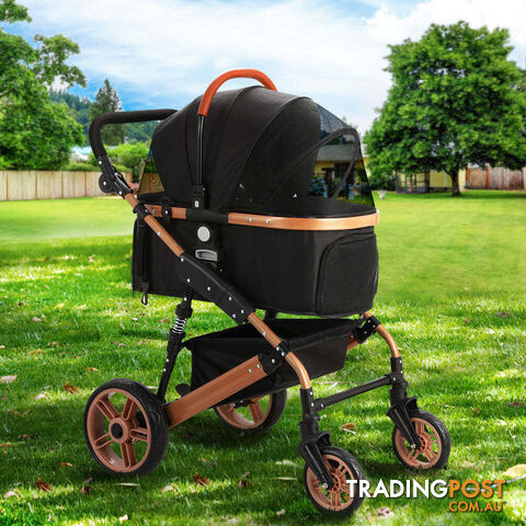 i.Pet Pet Stroller Dog Pram Large Cat Carrier Travel Foldable Pushchair 4 Wheels - PET-STROLLER-110-BK