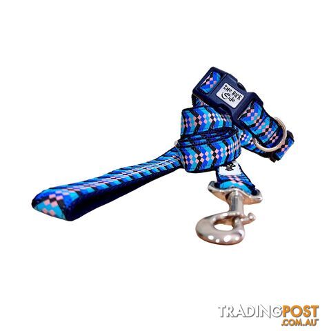 Diamond Chevron - Pink Blue: Dog Lead / Leash - Hand Made by The Bark Side - TBSLDDIABBLU251.5 - photo 3 of 8