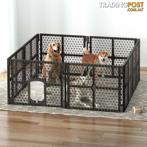i.Pet Dog Playpen Enclosure 8 Panel Pet Fence Plastic Play Pen -...
