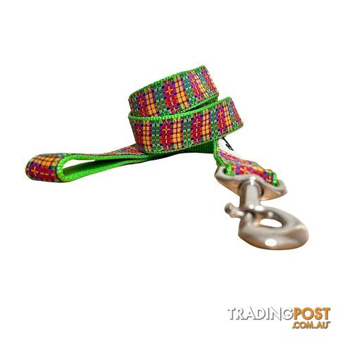 Rainbow Plaid Tartan Dog Lead / Leash - Hand Made by The Bark Side -...