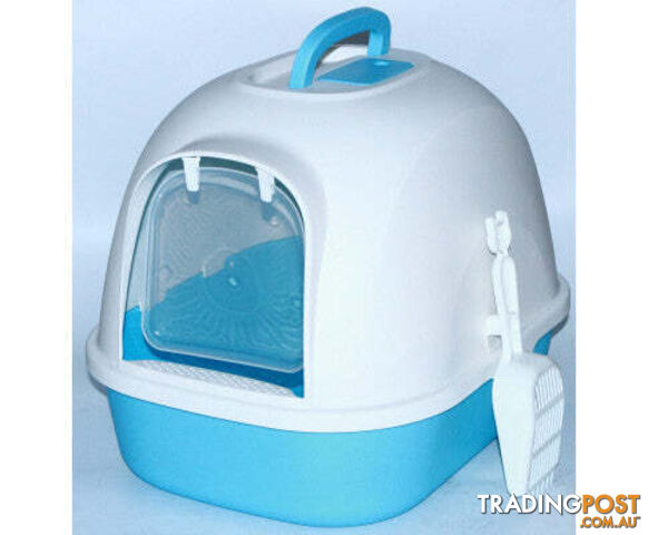 YES4PETS Portable Hooded Cat Litter Box/Tray with Handle and Scoop - V278-MSP-0009-BLUE