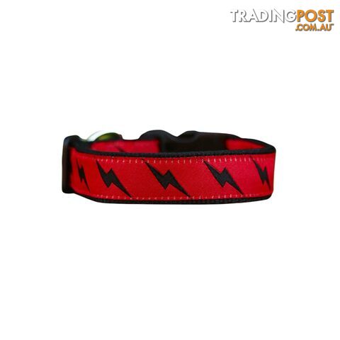 Lightning Bolt Dog Collar - Hand Made by The Bark Side - TBSLIGLBLK