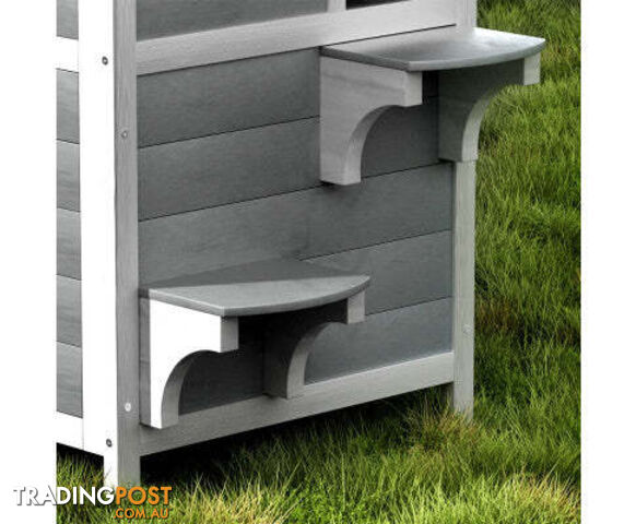 i.Pet Cat House Outdoor Shelter 56cm x 52cm x 82cm Rabbit Hutch Wooden Condo Small Dog Pet Enclosure - PET-CH-81-GR - photo 5 of 5