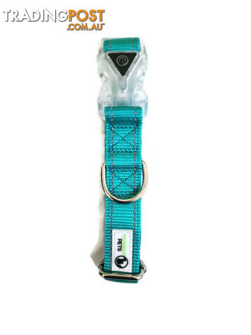 Dog Collar LED Flashing Light Buckle, Reflective Stitching - Moondidley Pets - MDPCOLLEDMPUR - photo 4 of 7