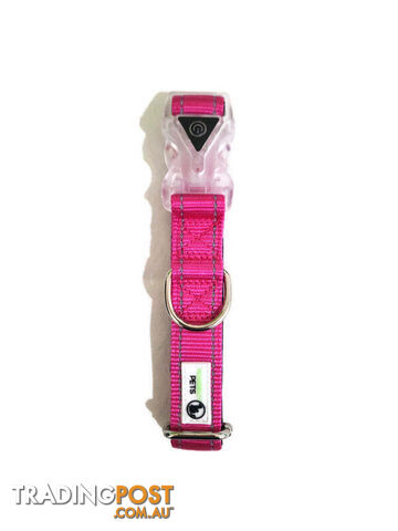 Dog Collar LED Flashing Light Buckle, Reflective Stitching - Moondidley Pets - MDPCOLLEDMPUR - photo 3 of 7