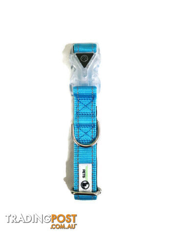 Dog Collar LED Flashing Light Buckle, Reflective Stitching - Moondidley Pets - MDPCOLLEDMPUR - photo 5 of 7