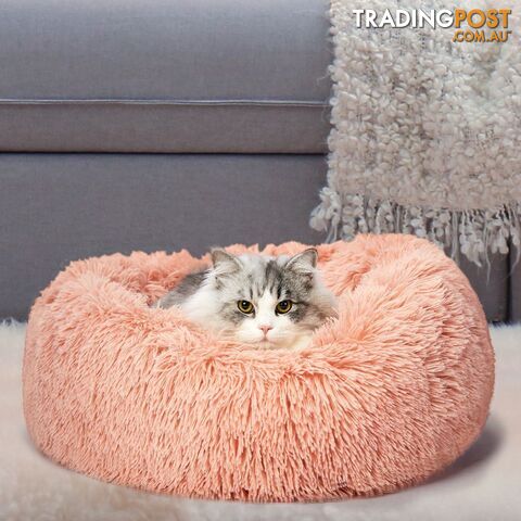 Pet Bed Cat Dog Donut Nest Calming Deep Sleeping Pink - WB-JC1058-S-PK