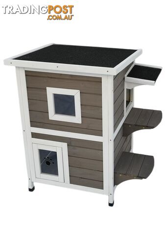 YES4PETS 2 Story Cat Shelter Condo with Escape Door Rainproof Kitty House -...