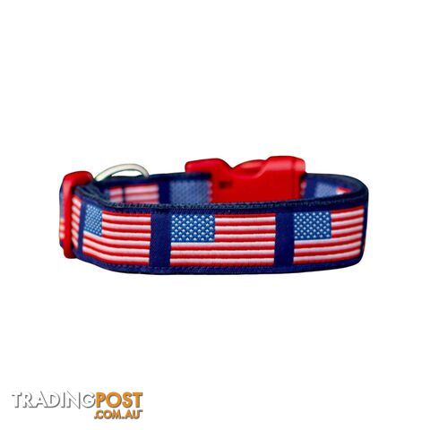 American Flag Dog Collar - Hand Made by The Bark Side - TBSAMFSML