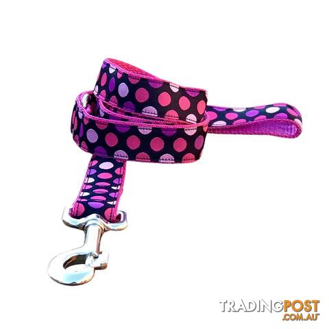 Pink Spot Dog Lead / Dog Leash - Hand Made by The Bark Side - TBSLDPIN201.2