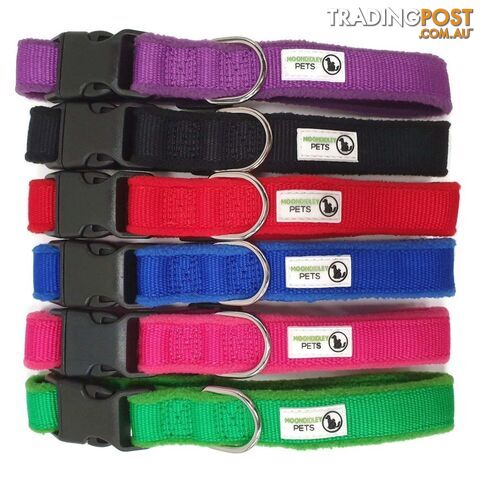 100% Pure Bamboo Fibre w/Fleece Lining Dog Collar Plastic Buckle - Moondidley Pets - MCPCOLFLELRED