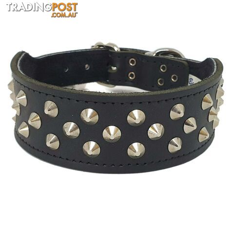 Staffy Leather Studded Dog Collar - Beau Pets - JPP-1055-BLK