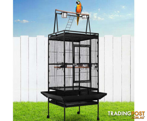 i.Pet Pet Bird Cage with Perch - Black - PET-BIRDCAGE-H173
