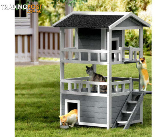 i.Pet Cat, Small Dog or Rabbit Wooden Outdoor House - PET-CH-R126-GR-AB