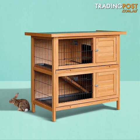 i.Pet Rabbit Hutch 91.5cm x 45cm x 82cm Chicken Coop Large Wooden House Run Cage Pet Bunny - PET-GT-RHT1240