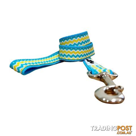 Blue & Yellow Waves Dog Lead / Leash - Hand Made by The Bark Side -...