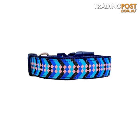 Diamond Chevron Dog Collar - Pink Blue - Hand Made by The Bark Side - TBSDIAMEDBPNK - photo 3 of 18