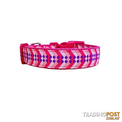 Diamond Chevron Dog Collar - Pink Blue - Hand Made by The Bark Side - TBSDIAMEDBPNK - photo 5 of 18