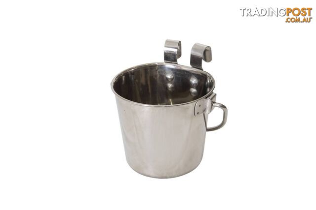 YES4PETS 2 x 2.8L Stainless Steel Pet Parrot Feeder Bowl Water Bowls Flat Sided...