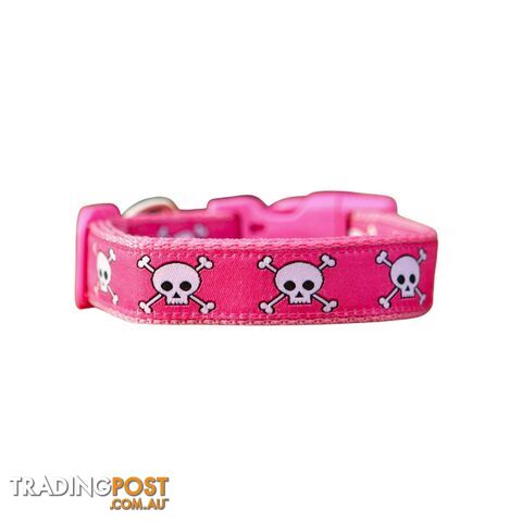 Pink Skulls Dog Collar - Hand Made by The Bark Side - TBSSKULXS