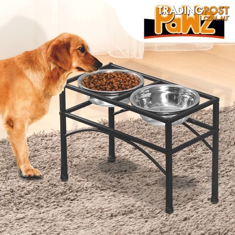 PaWz Dual Elevated Raised Pet Dog Feeder Bowl Stainless Steel Food Water Stand - WB-JD0508-M