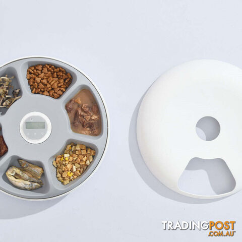 6 Meal Automatic Pet Dog Cat Food Feeder Dispenser with Programmable Timer White...