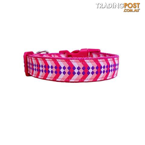 Diamond Chevron Dog Collar - Pink Blue - Hand Made by The Bark Side - TBSDIAXSNBLU - photo 5 of 18