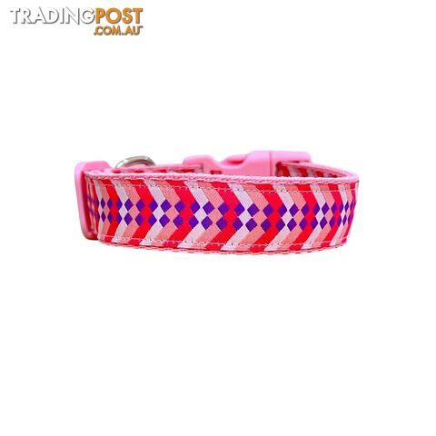 Diamond Chevron Dog Collar - Pink Blue - Hand Made by The Bark Side - TBSDIAXSNBLU - photo 4 of 18